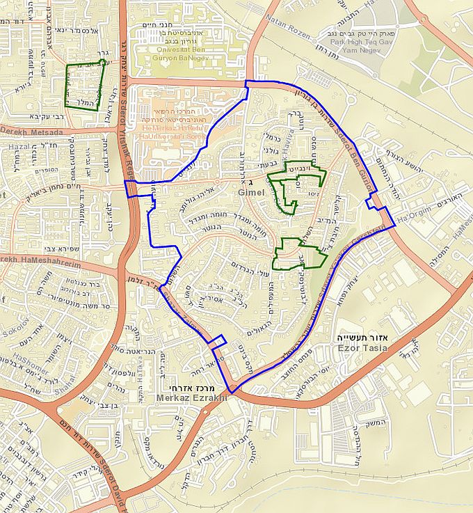 מפת ההתחדשות העירונית בב''ש: פרויקט בשכונה ד', 2 בשכונה ג' (מקור: הרשות הממשלתית להתחדשות עירונית / שימוש הוגן על פי סעיף 27 א')